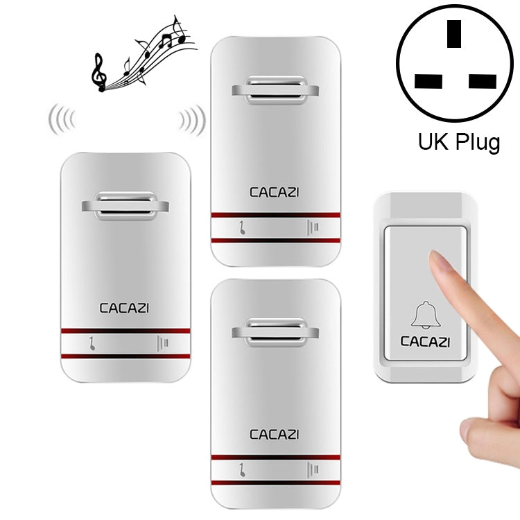 CACAZI V027G One Button Three Receivers Self-Powered Wireless Home Kinetic Electronic Doorbell, UK Plug CACAZI V027G One Button Three Receivers Self-Powered Wireless Home Kinetic Electronic Doorbell, UK Plug